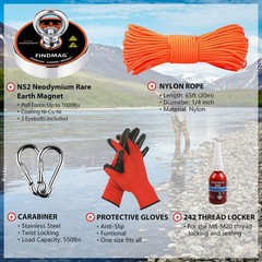 FINDMAG 1000 LBS Pulling Force Magnet Fishing Kit Fishing Magnets with Rope, Pre
