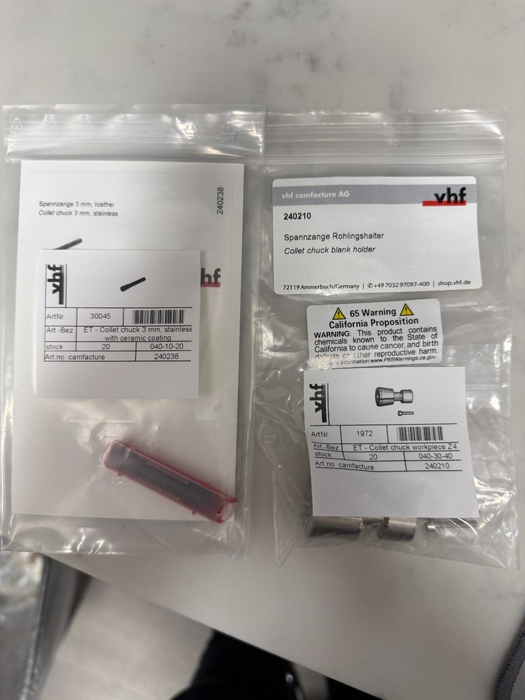 VHF Z4 Collet Chuck Blank Holder and Collet Chuck