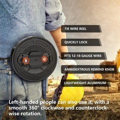 Tie Wire Reel – Lightweight Aluminum, Quick Lock Mechanism, Black