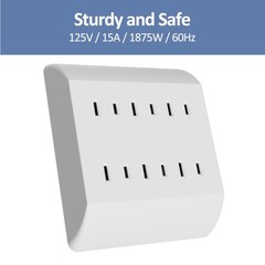 2-Prong 6-Outlet Extender, Multi Plug Outlet with 6 Electrical Outlets White