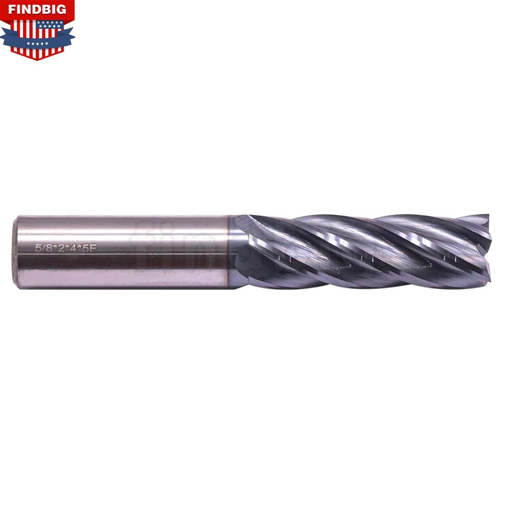 5/8″ 5 Flute Variable Helix Carbide 2″ LOC x 4″ OAL End Mill – AlCrN Coated