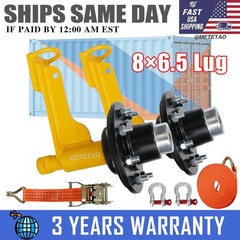 2Pack Shipping Container Wheels 8×6.5 Lug Wheels Kit with Ratchet Strap US