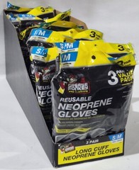 Grease Monkey Pro Cleaning Long Cuff Neoprene Gloves S/M. 12 bags, 36 pair.
