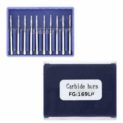10Pcs Dental Lab Carbide Burs Drills Tapered Fissure High Speed Bur FG169L#