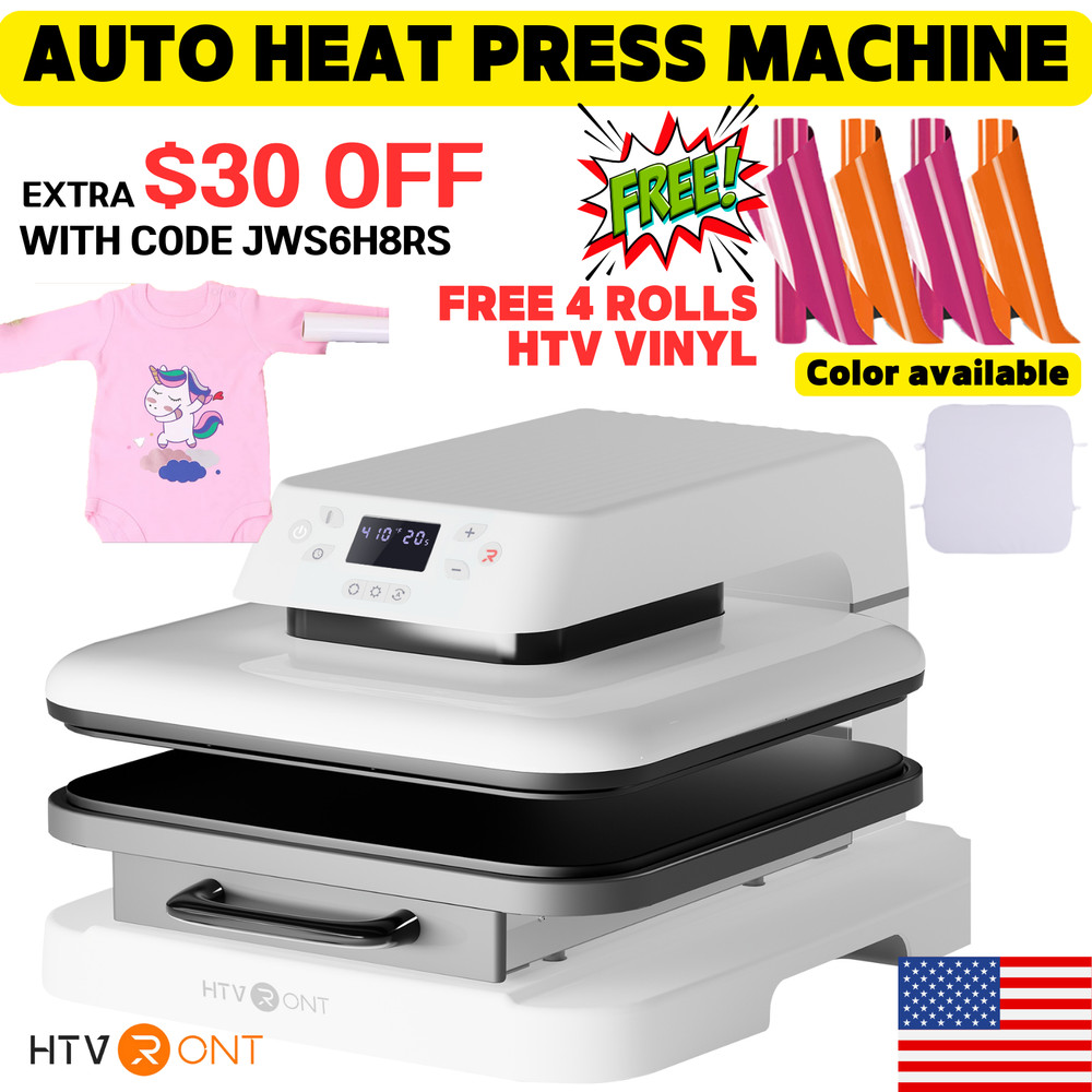 HTVRONT 15″x15″ Auto Heat Press Machine Sublimation Printer Transfer HTV Vinyl
