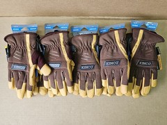 5 Pair Kinco 2014HK Thermal Leather Work Gloves, Spandex Stretch, Medium, Brown