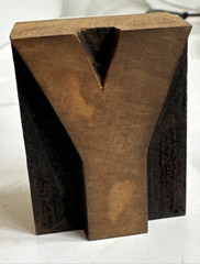 Vintage Letterpress WOOD LETTER Y “Y” PRINT TYPE Printing 2″