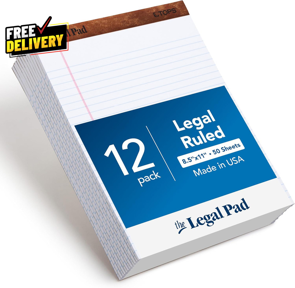 8.5 X 11 3/4 Legal Pads 12 Pack the Legal Pad Brand Wide Ruled White Paper 50…