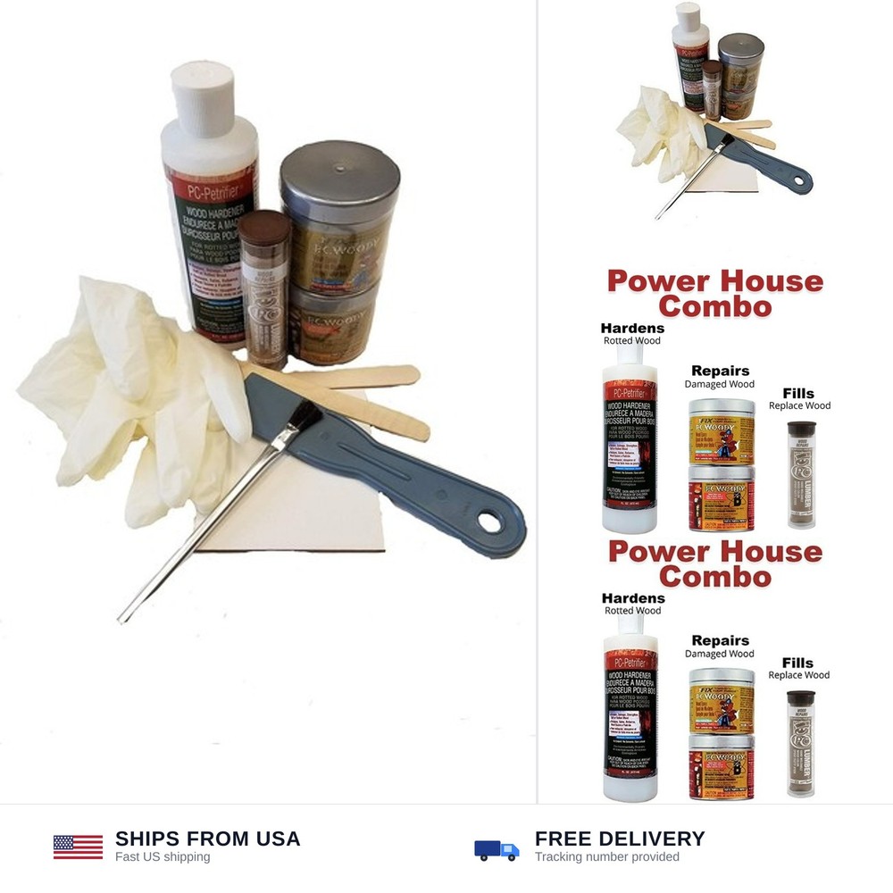 PC Products 84113 Rotted Wood Repair Kit, Water-Based Hardener, Epoxy Paste &…