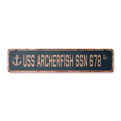 USS ARCHERFISH SSN 678 Vintage Street Sign us navy ship veteran sailor rustic