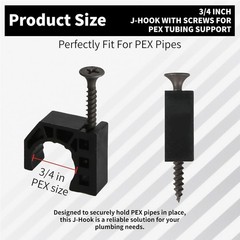 50 Pack 3/4″ Half Clamps J-Hook with Screws, PEX Clips J-Clamp for Tubing Pipe S