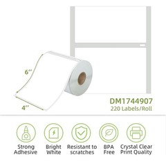 6 Rolls 4″ x 6″ Direct Thermal Shipping Label for DYMO 4XL 1744907 Labels/Roll