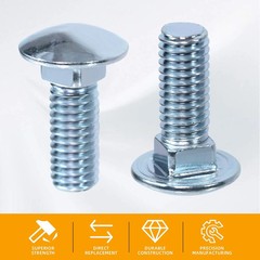 Chrome Bumper Bolts Kit 7/16 Carriage Blots Capped round Head Compatible with Fo