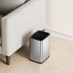 EKO Laguna 2.6 Gallon/10L Open Top Trash Can – Modern Matte Stainless Steel W…