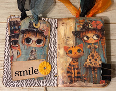 Junk Journal Handmade Booklet Book Vintage “Cats and Girls” Pockets, Ephemera