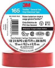 3M Temflex Multi-Purpose Vinyl Electrical Tape 165, Red, .75in x60ft, 1 roll