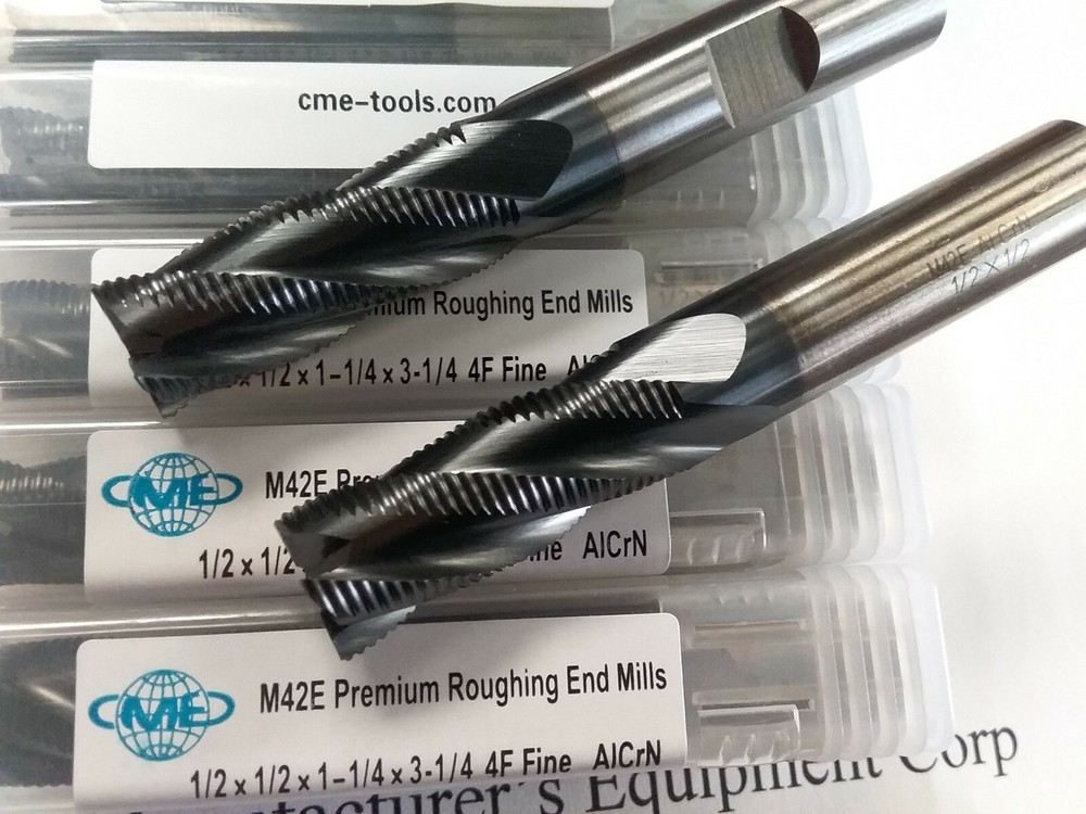 1/2″ M42E cobalt roughing end mills Tialn coated Fine Pitch 10pc for $138.00