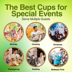 Eco Compostable Plant-Based Clear Plastic Cups 12oz Thick, Reusable, Disposab…