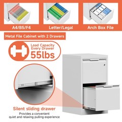 Metal 2 Drawer File Cabinet with Lock Storage 2 Drawer Filing Cabinet Vertical