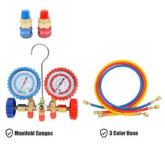 3 Ways Manifold Gauge Set for AC Refrigeration Charging Hose R134A R22 R12 R502