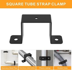 4Pcs 2×2 Square Tube U Clamp Bracket Strap Deck Fence Post Mount Black Metal