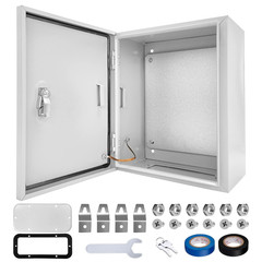 Outdoor Electrical Box 12 X 10 X 6”D NEMA 4X Enclosure Steel Box, Waterproof &