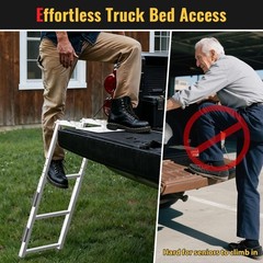 Tailgate Ladder for Pickup Trucks Bed Universal Fit – Rust-Proof Stainless St…