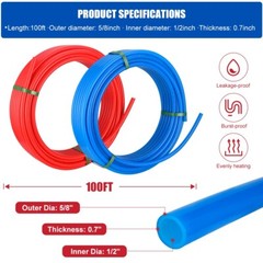 EFIELD 2 Rolls 1/2″ Pex-A Pipe 2X 50ft (100ft) Red & Blue W/H Pipe Cutter