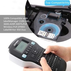 5x Dymo D1 Label Tape 45013 Black on White 1/2 Inch x 23 Feet Compatible product