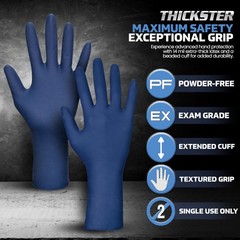Thickster Powder-Free Exam Grade Latex Disposable 2X-Large (Pack of 50), Blue