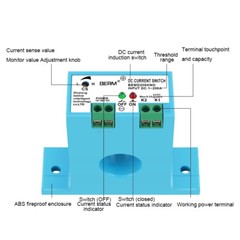 NO/NC DC Current Induction Sensing Switch Adjustable 1-200A DC 10-30V IP30