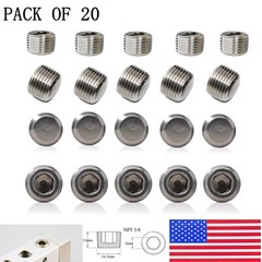 20PCS SS304 3/8″ NPT Pipe Plug Male Thread Internal Hex Socket Fitting