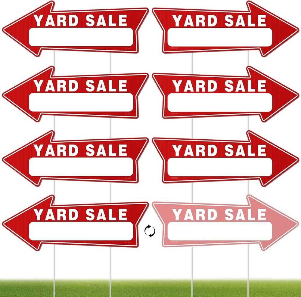 7 PC Yard Sale Signs with Stakes, 17″ X 6″, Double-Sided Yard Sale Arrows Sign w
