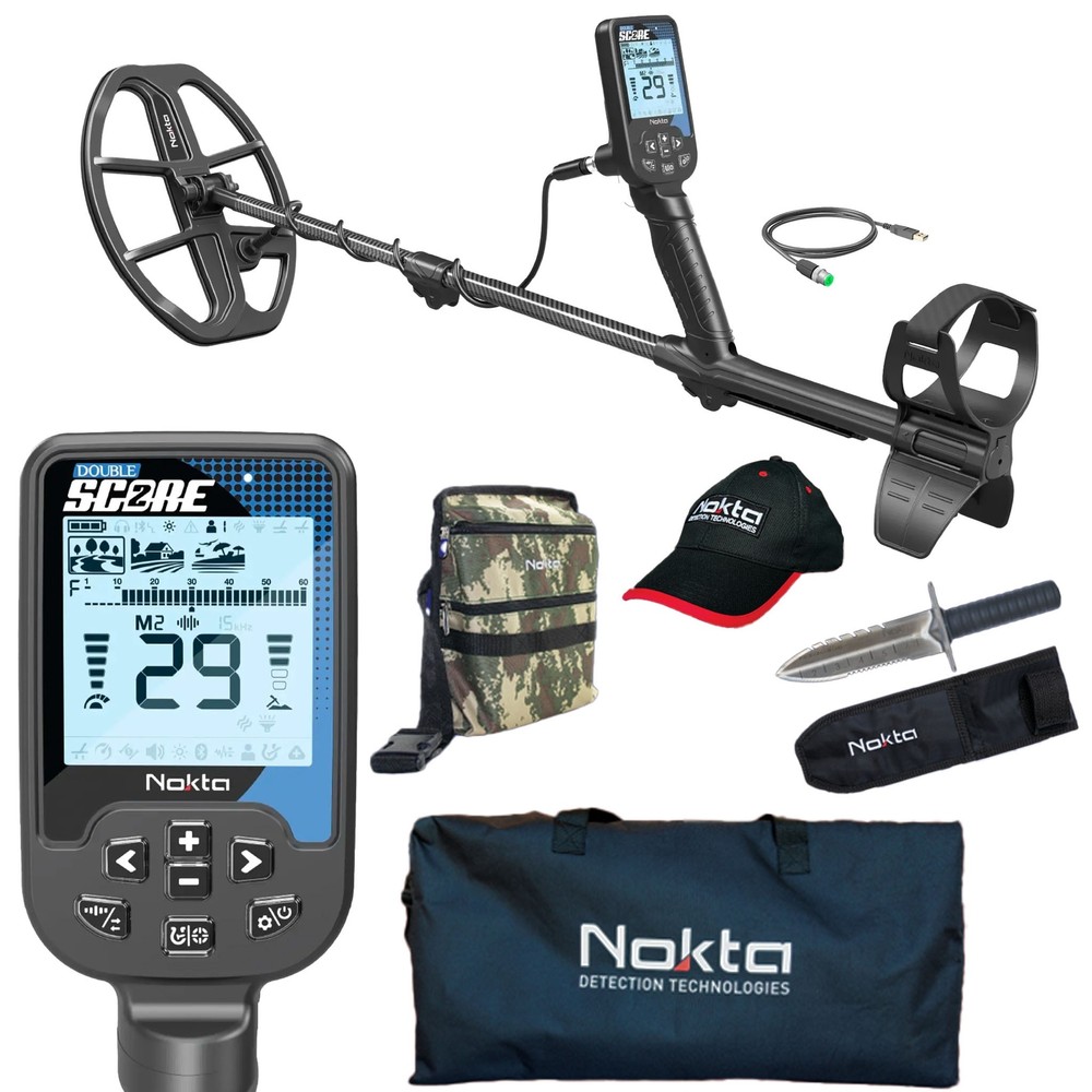 Nokta Double Score (Score 2) SMF Waterproof Metal Detector, Pouch, Digger, MORE