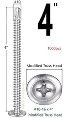 Modified Truss Head #10 x 4″ Self-Drilling K-Lath Tek Screws 3pt (1000)