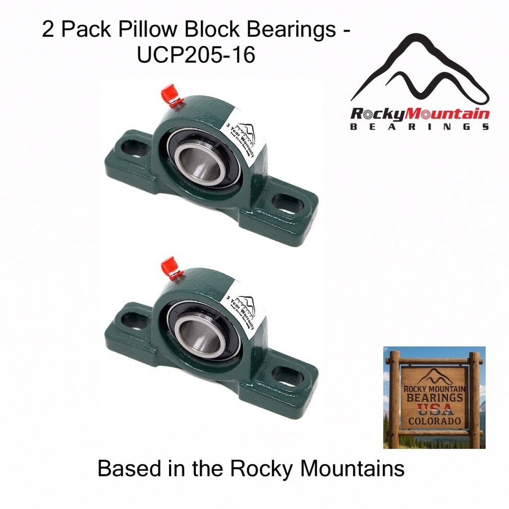 (2) UCP208-24 Solid Base Pillow Block Bearing 1-1/2 Bore Self Aligning 2 Bolt