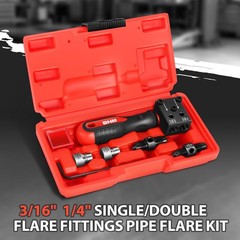 Carbon Steel Brake Line Double Flaring Tool Set w/Handle for 3/16″ & 1/4″ Tube