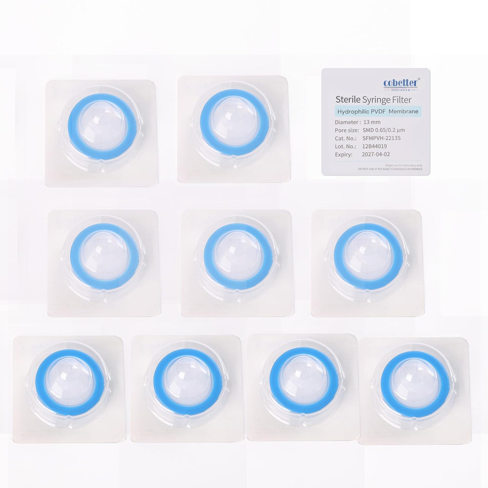 10 Pcs/Pk Sterile Syringe Filter Double-Layer Hydrophilic PVDF Membrane 0.2Μm La