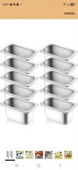 10 Pack 1/9 Size Stainless Steel Hotel Pans 4″Deep Metal Steam Table Catering