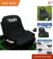 Large Riding Mower Seat Cover with Beverage Pockets – Black Oxford Fabric