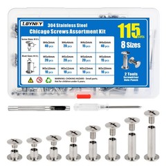 115 Sets Chicago Screws Kit for Leather Crafts, 304 Stainless Steel Binding