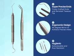 Dental Examination Mirror Kit Tweezers w/ Slip Resistant Surface ARTMAN