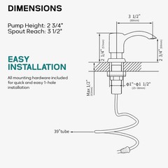 Built-in Kitchen Sink Soap Dispenser with Extension Tube Kit – Brushed Nickel