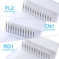 Dental White Polishing Stones Flame Cone Shape FG Burs Arkansas Stone