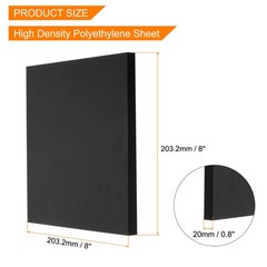 UHMW Ultra High Molecular Weight Polyethylene Sheet, 3/4″ Thick 8″x8” Black
