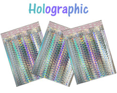 5-100 Pack Holographic Bubble Mailers, 4 sizes Metallic Glamour Padded Envelopes
