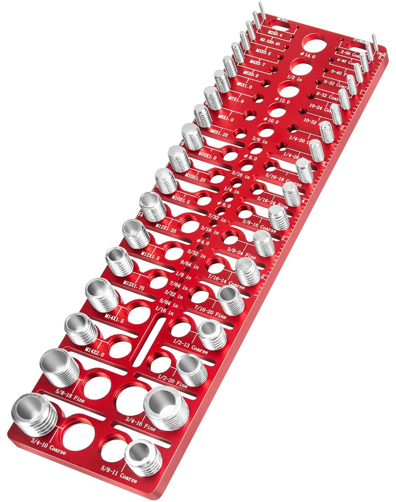 57pc Nut & Bolt Thread Checker, SAE & Metric, Drill Gauge Set