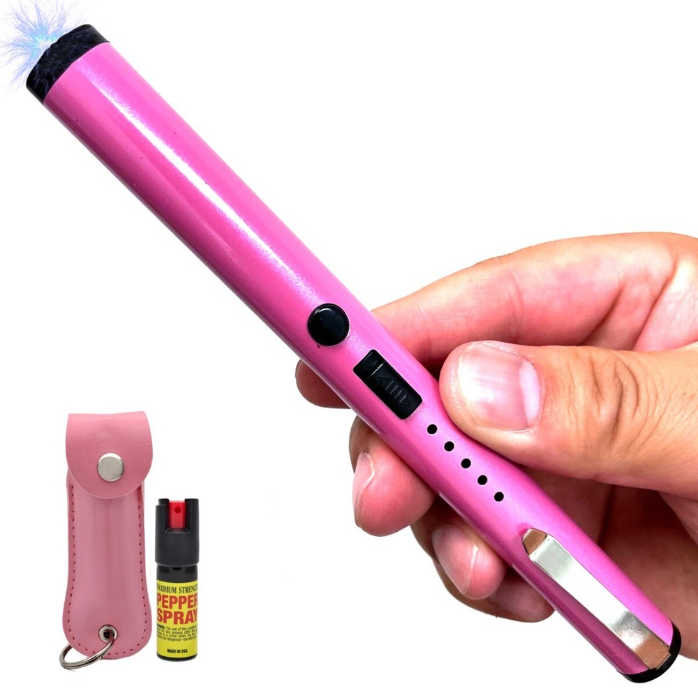 Tactical 20KV High Power Stun Gun Self Defense Protection w/ Pepper Spray Pink