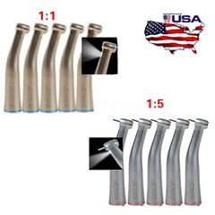 1-5*Dental 1:1 /1:5 LED Fiber Optic Contra Angle Handpiece Fit Electric Motor dr
