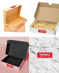 300PCS Fragile Stickers for Shipping Moving,1×3 Inch Small Glass Handle with Car